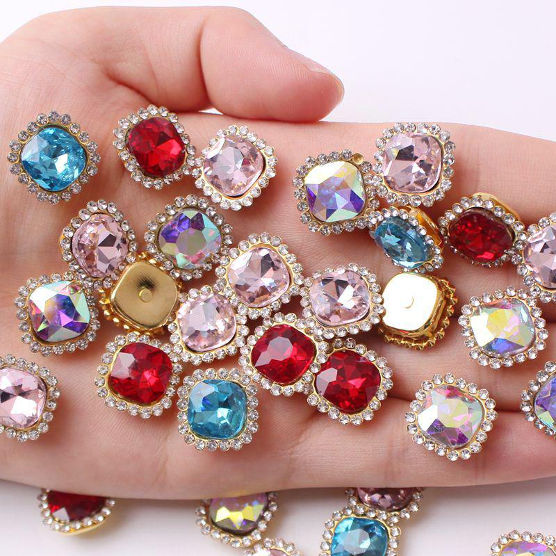 Premium 10x10 mm Square Claw Rhinestones for DIY Jewelry, Bows, and Hair Accessories - 40-200 Pieces