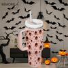 Halloween-tryck 40oz Rostfritt Stål Termosmugg 1200ML med Lock Handtag Sugrör Vakuumisolerad Vattenflaska Rese Kaffemugg