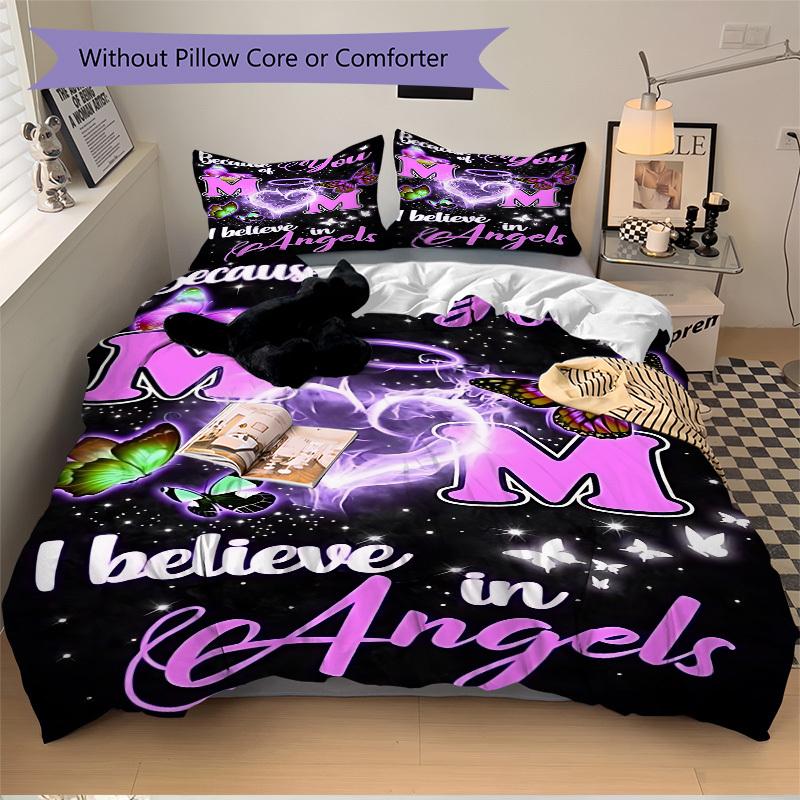 3PCs Angel Mom Memorial Design Cover Set, Breathable Fabric(1 Duvet Cover + 2 Pillowcases) (Without Quilt) yy250911187