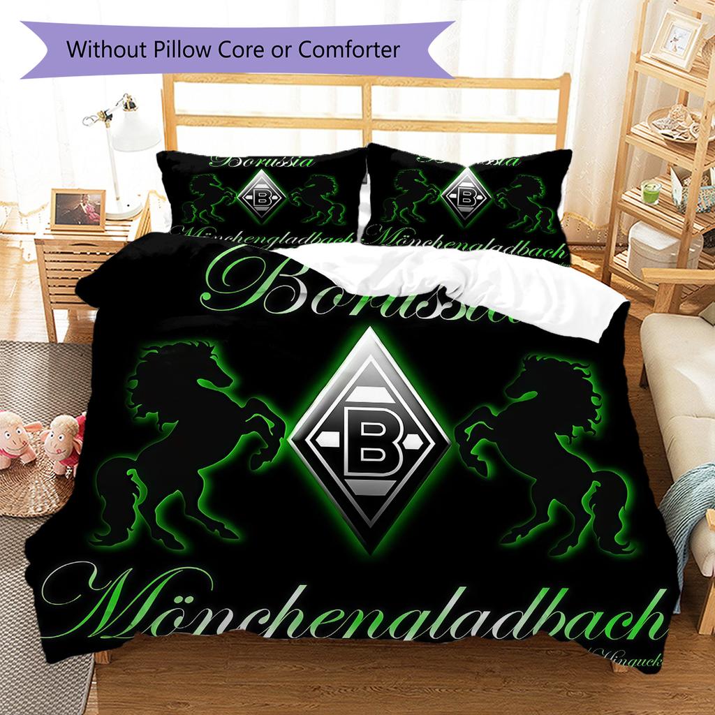 Borussia Pattern Bedding Quilt Set Quilt Cover Pillowcase Home Decoration Birthday Gift (1 * duvet cover + 2 * pillowcase, without core)