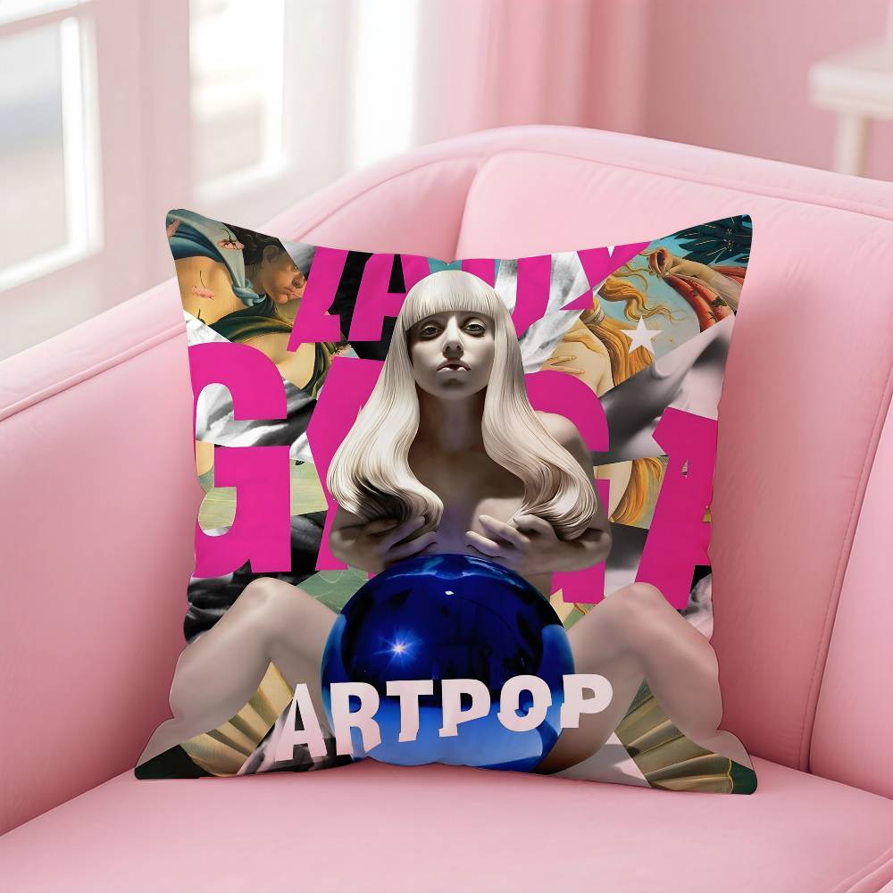 L-Lady SINGER G-gaga Pillow Case Pattern Printing Pillowcase Living Room Sofa Cushion Cover Bedroom Room Decor
