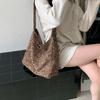 Korean Version Autumn and Winter Lazy Wind Texture Leopard Print Cloth Bag Bag Niche Large Capacity Shoulder Tote Bag Shopping Bag