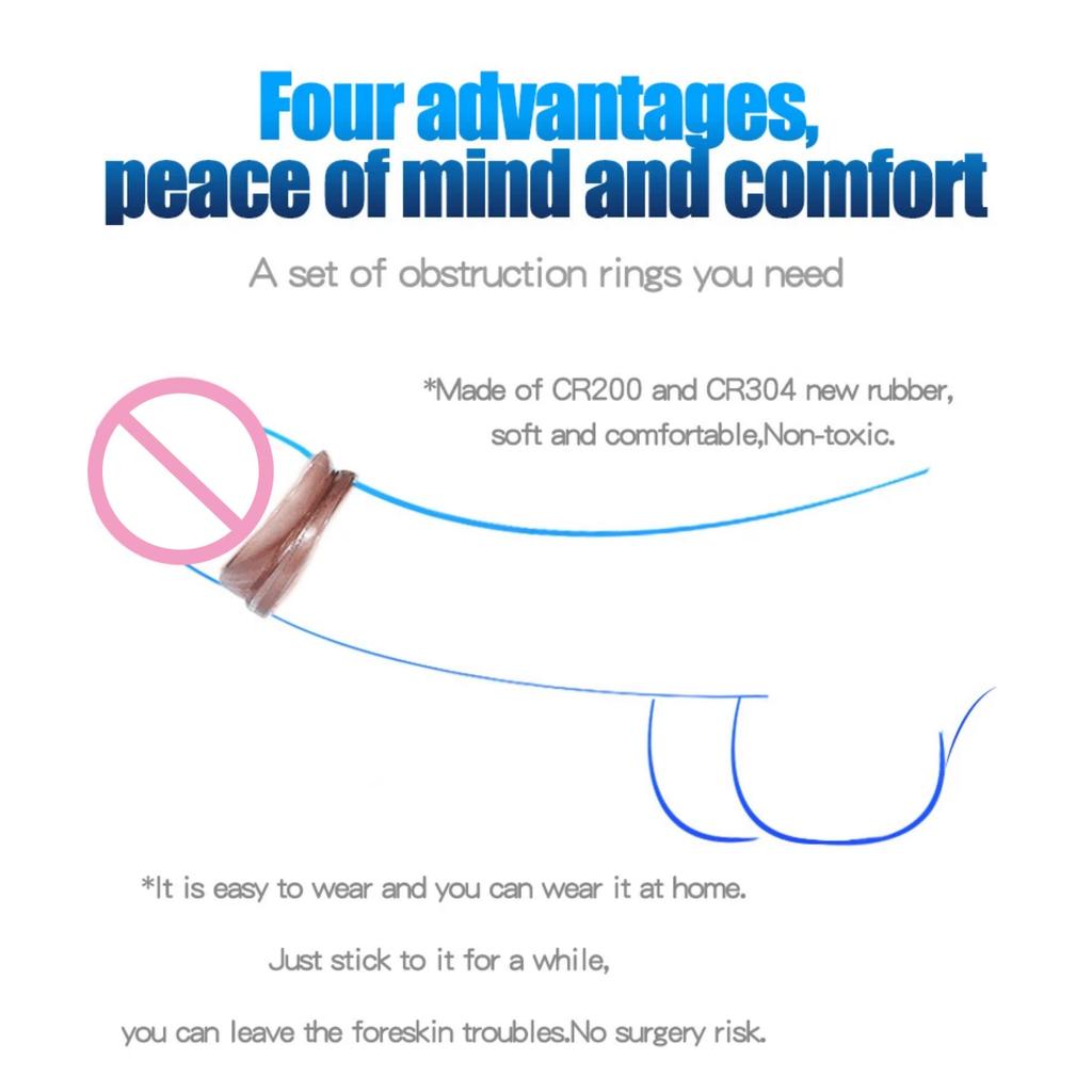 Reusable Foreskin Correction Ring Cock Ring Foreskin Repair Ring Penis Delay Ejaculation Sex Toys for Men Glans Rings 3pcs/set