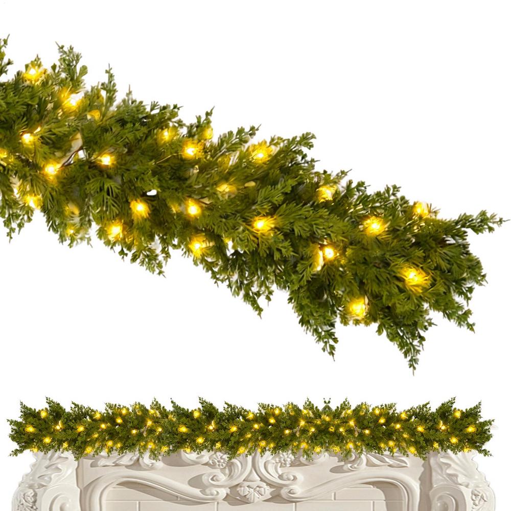 Christmas Vine Garland Hangable Festive Ornament Christmas Decor Flower Vine Garland For Window Fence Porch Arch Mantel
