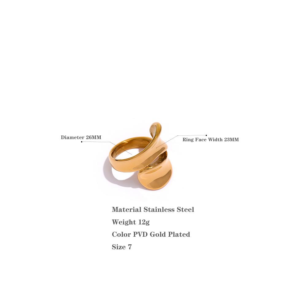 Yhpup Wasserdichter Goldener Edelstahl Statement-Ring für Damen Einzigartiges Design Mode-Charme Trendiger Personalisierter Schmuck