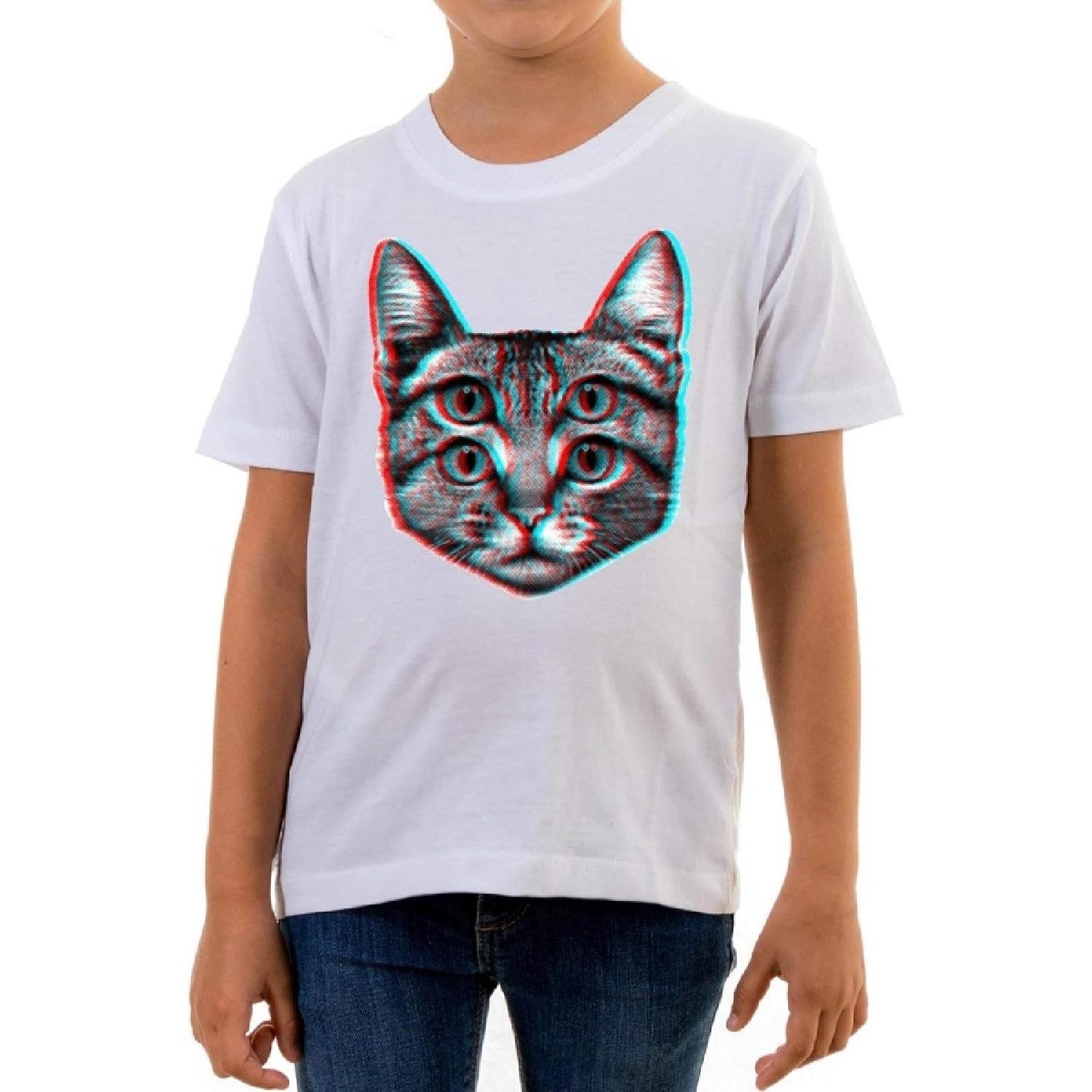 Reality Glitch 3D Cat Kids T-Shirt S