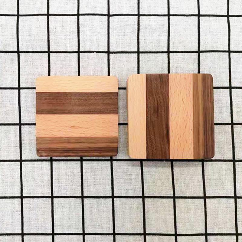 Engraved Wooden Tea & Coffee Coaster Set with Creative Insulation Pads and Trays