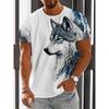 3D Printed Wolf Pattern Summer Outdoor Casual Men's T-Shirt Loose Comfortable Sports Short Sleeves Street Fashion Crewneck Tops