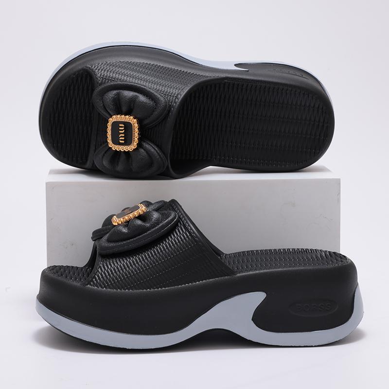 Fashion Smile New Platform Sandals Women for Summer 2025 6CM Heightened Bow Sandals with Antiskid Sole Stylish EVA Slippers For Women