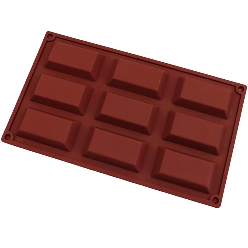 Molde de silicona para pasteles con 9 cavidades, forma de ladrillo, para galletas, chocolate, bandeja para hornear, repostería, postres y más.