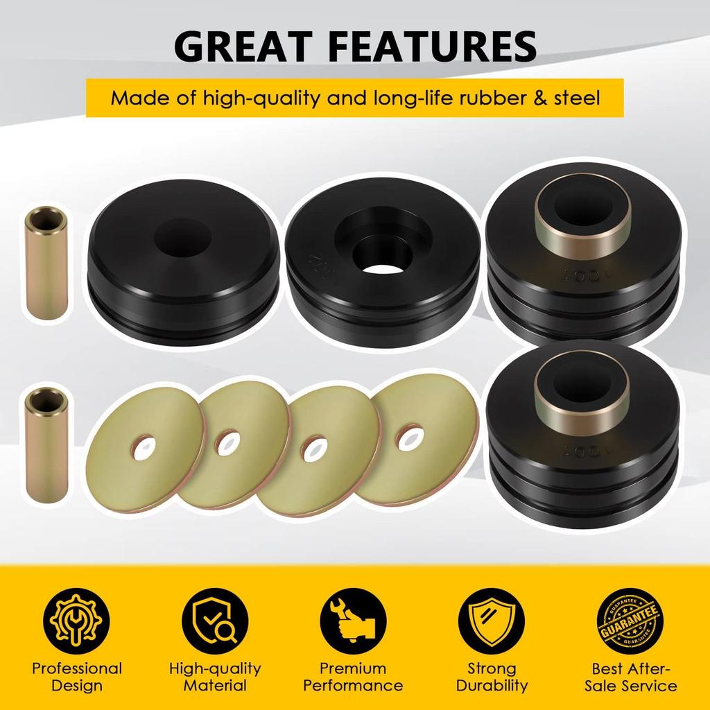 9.4102G Universal Mounts Body Mounting Bushings Universal Polyurethane Mounts / Isolators, Including 4 Washers, 2 Sleeves and 4 Bushings (Black, 2