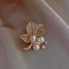 accessory anti-exposure brooch for women's clothes and 1PC apricot leaf Women's a niche an exquisite imitation pearl fashionable brooch  Accessories