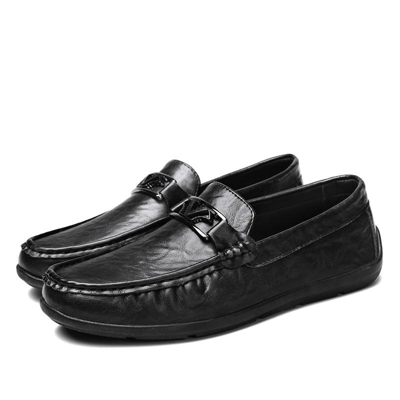 

Fashion Male Comfortable Loafers Men Wedding Dress Shoes Men Slip on Driving Shoes Leather Fashion Business Shoes Men Luxury Brand Flats 44 чёрный