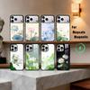 E-Emerald W-White Lotus Phone Case For iPhone17,16,15,14,13,12,11 Plus,Pro Max Magnetic For Magsafe Wireless Charging