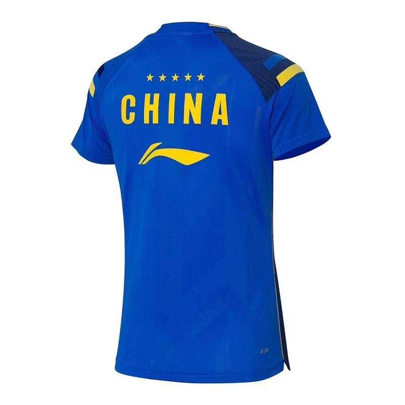 Li Ning Letter Print Brand Logo Comfortable Moisture Wicking Short Sleeve T-Shirt Women T-Shirts Blue AAYR010-3