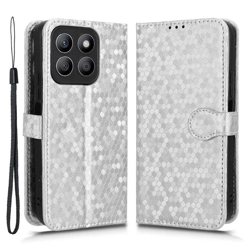 

For Honor X8b 4G Case Dot Pattern Imprinted Leather Phone Wallet Cover E