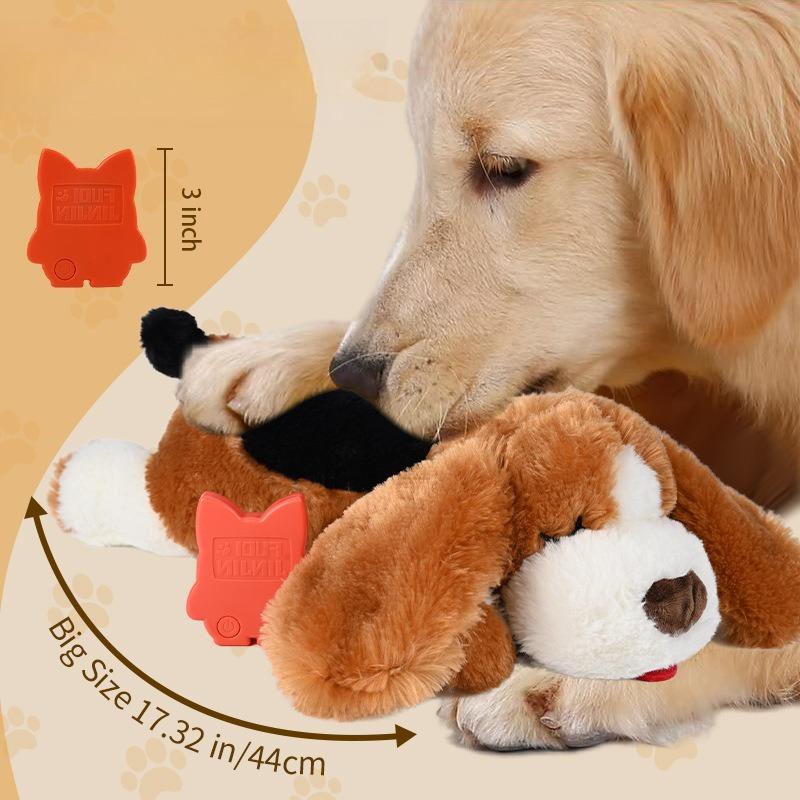 Peluche Cane Giocattolo Simulazione Battito Cardiaco a Forma di Cucciolo Copertura Rimovibile Giocattolo Calmante Anti-Ansia Compagno di Sonno per Cuccioli Cani di Taglia Media Grande