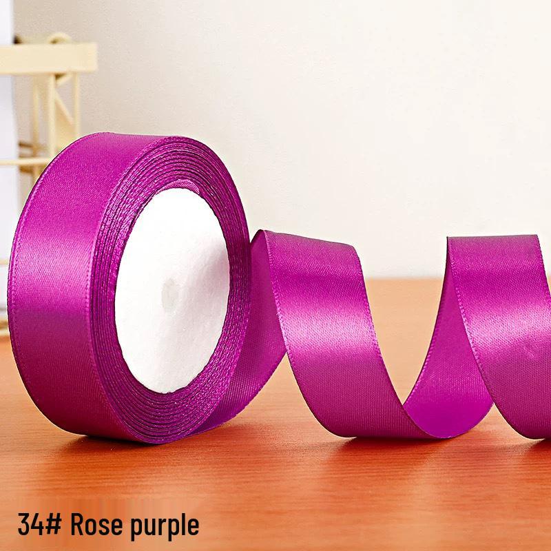 2.5cm Satin Floral Silk Ribbon Headband, Gift & Cake DIY, 25mm Polyester Craft Webbing