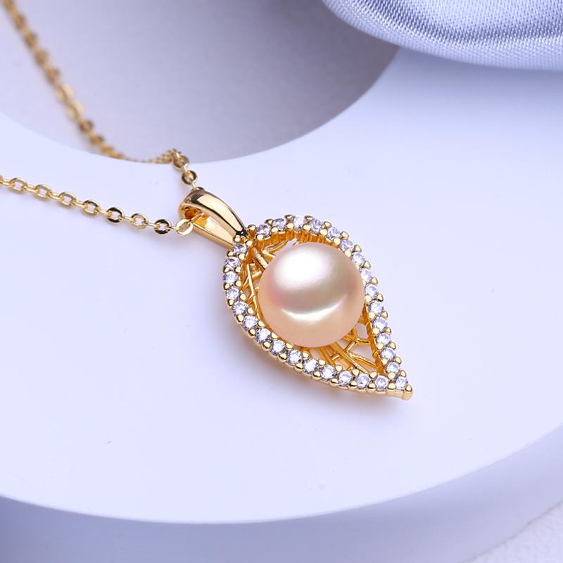 

FEEYOO натуральный пресноводный жемчуг ожерелья для женщин модный золотой цвет кулон с листьями идея подарка розовый