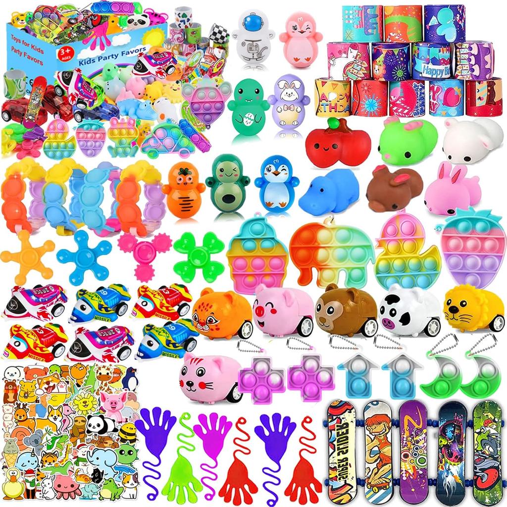 124 Pcs Party Favors for Kids 4-8, Birthday Gift Toys, Goodie Bag Stuffers, Treasure Box Carnival Prizes, Gifts Classroom, Pinata Bags Filler Boys