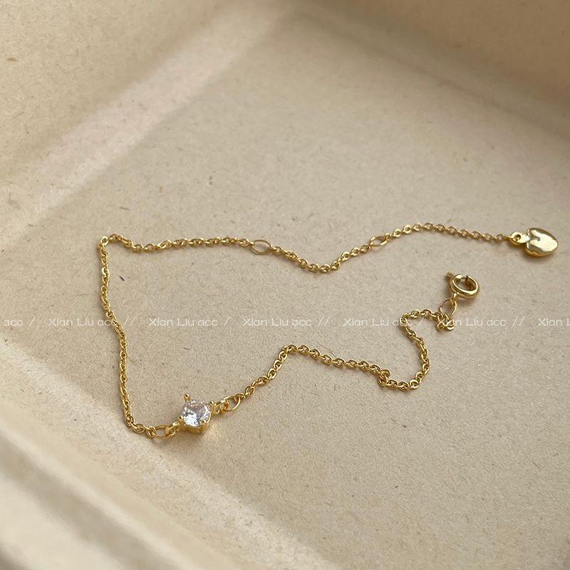 

Доступная роскошь Двойной золотой Нишевый стиль Простой браслет Женский простой браслет C- single drill bracelet