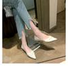Grape mother summer soft leather temperament versatile simple kink surface pointed head shallow mouth flat bottom commuting single shoes women's