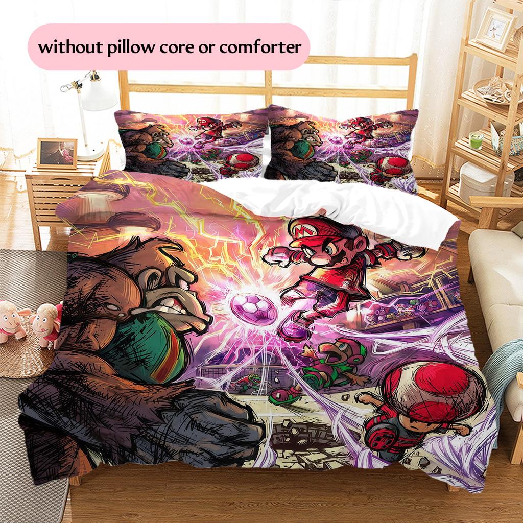 Super Mario Pattern Bedding Quilt Set  Home Decoration  Gift (1 * duvet cover + 2 * pillowcase  without core)