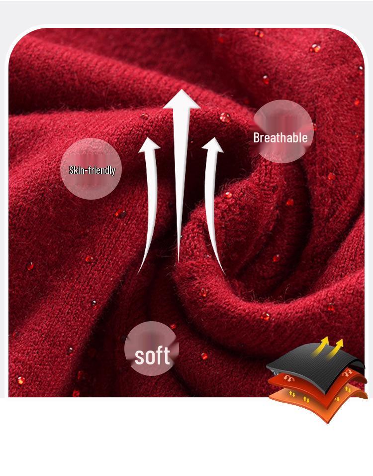 Women's Autumn/Winter Semi-High Neck Top: New Elastic Solid Color Sweater for Middle-Aged and Elderly