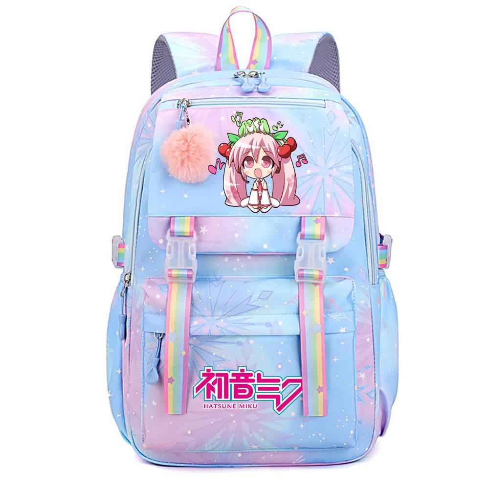 Anime Anime Hatsune Miku Bedruckter Rucksack mit großem Fassungsvermögen, wasserdicht, für Teenager, Schüler, Mädchen, Jungen, Schultasche, Büchertasche, Reisetasche
