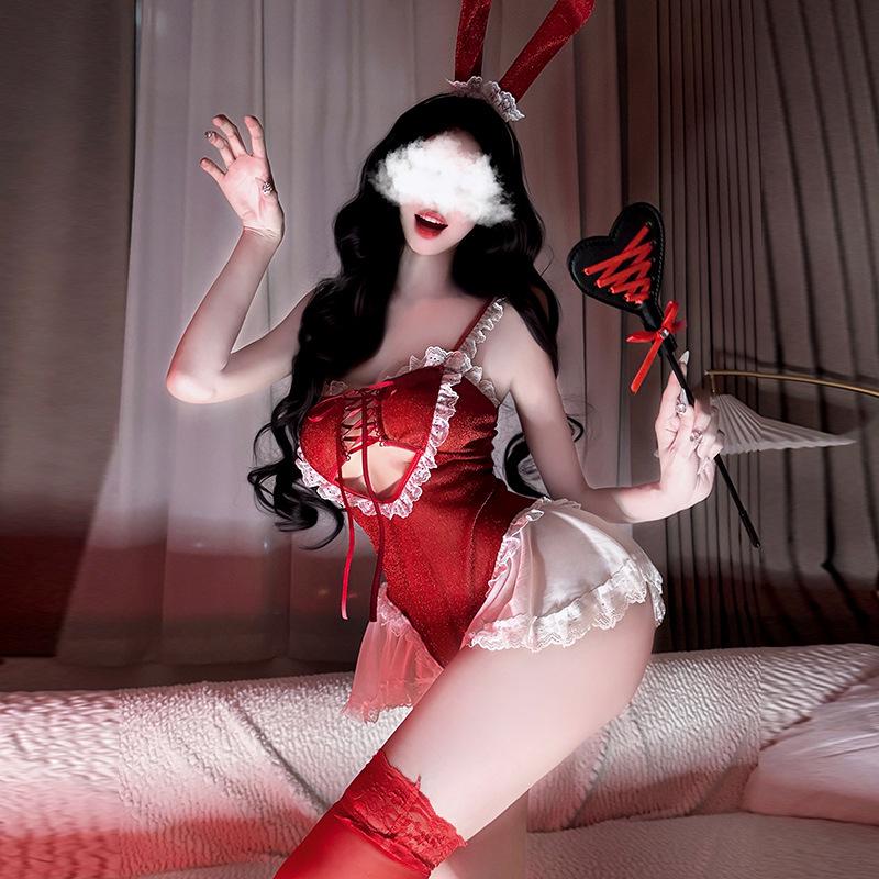 Seductive Christmas Bunny Girl & Catwoman Lingerie Cosplay Set