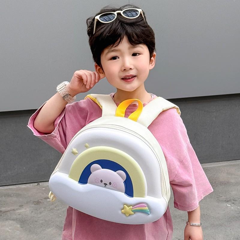 New kindergarten schoolbag Korean version of foreign style rainbow bear backpack cute EVA hard shell backpack
