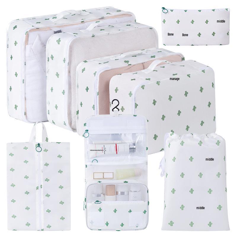 Eight-Piece Waterproof Travel Storage Bag Set for Business Trips - Large Capacity