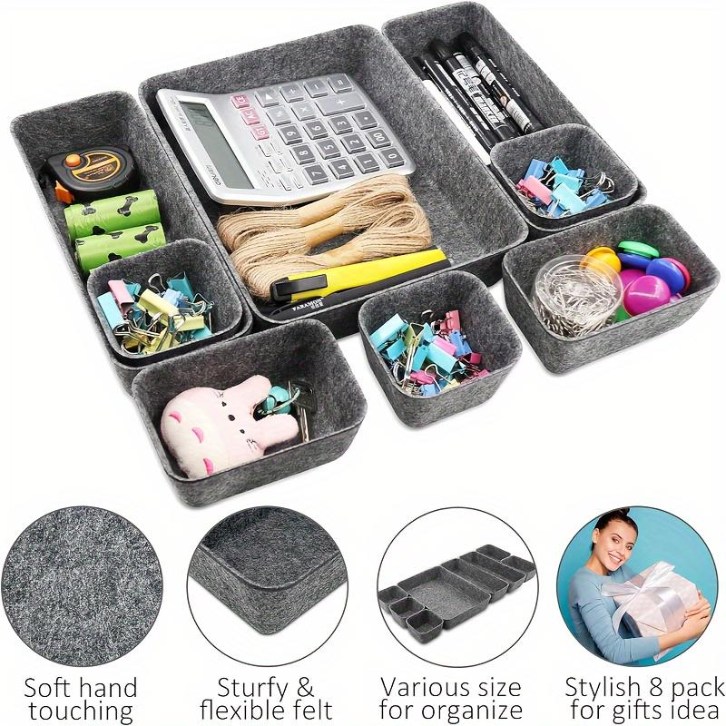 8-Pack Felt Drawer Organizer Trays, Desktop Dividers Space-Saving Office Supplies And Jewelry Storage, Multi-Compartment Desk Organizer for Home