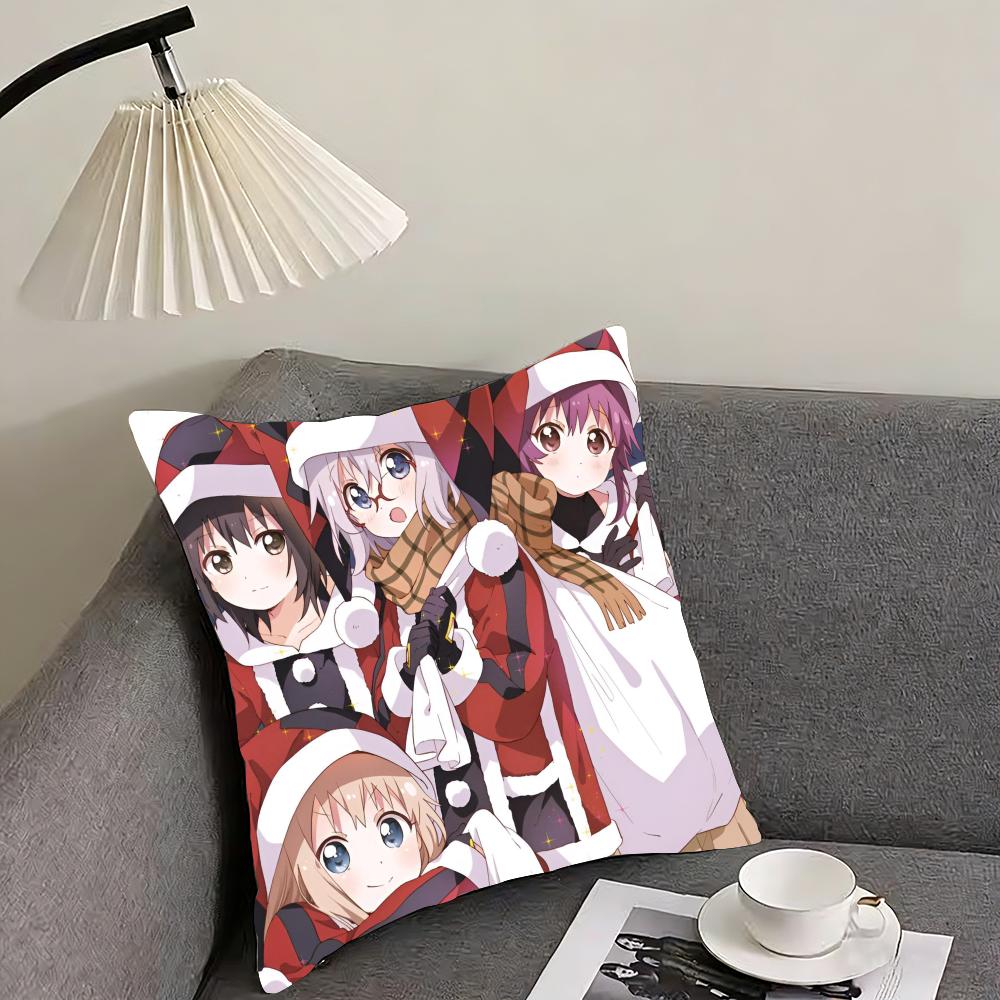 Yuru Yuri Cushion Cover Reversible Plush Pillow Cover – For Car, Sofa, Bedroom, Perfect As a Gift.