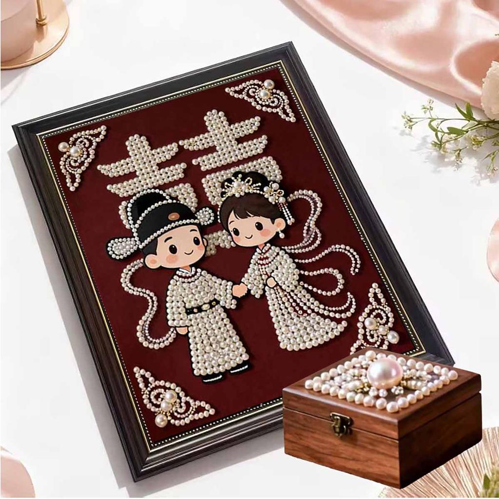Pearl Tie The Knot DIY Diamond Art Kits 15.7x19.6inch Gem Art Diamond Painting Kits Without Frame for Adults Gift Idea Home Wall Decor