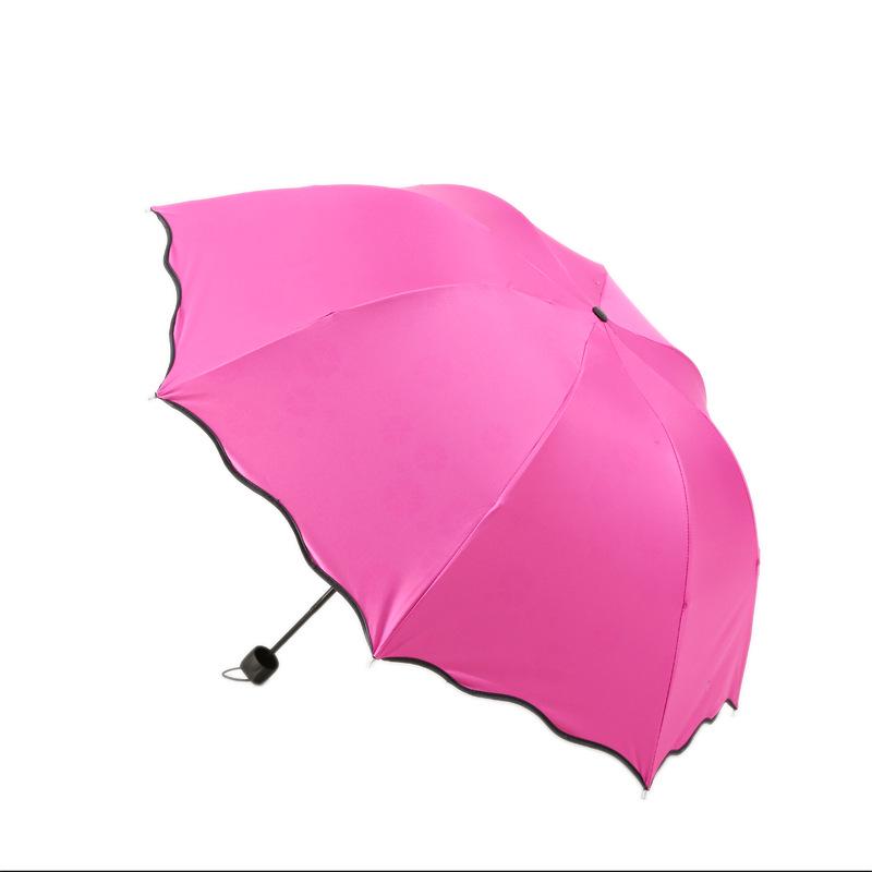 Automatic UV Three-Fold Umbrella - Black Glue Sun/Rain Protection with Printed Logo
