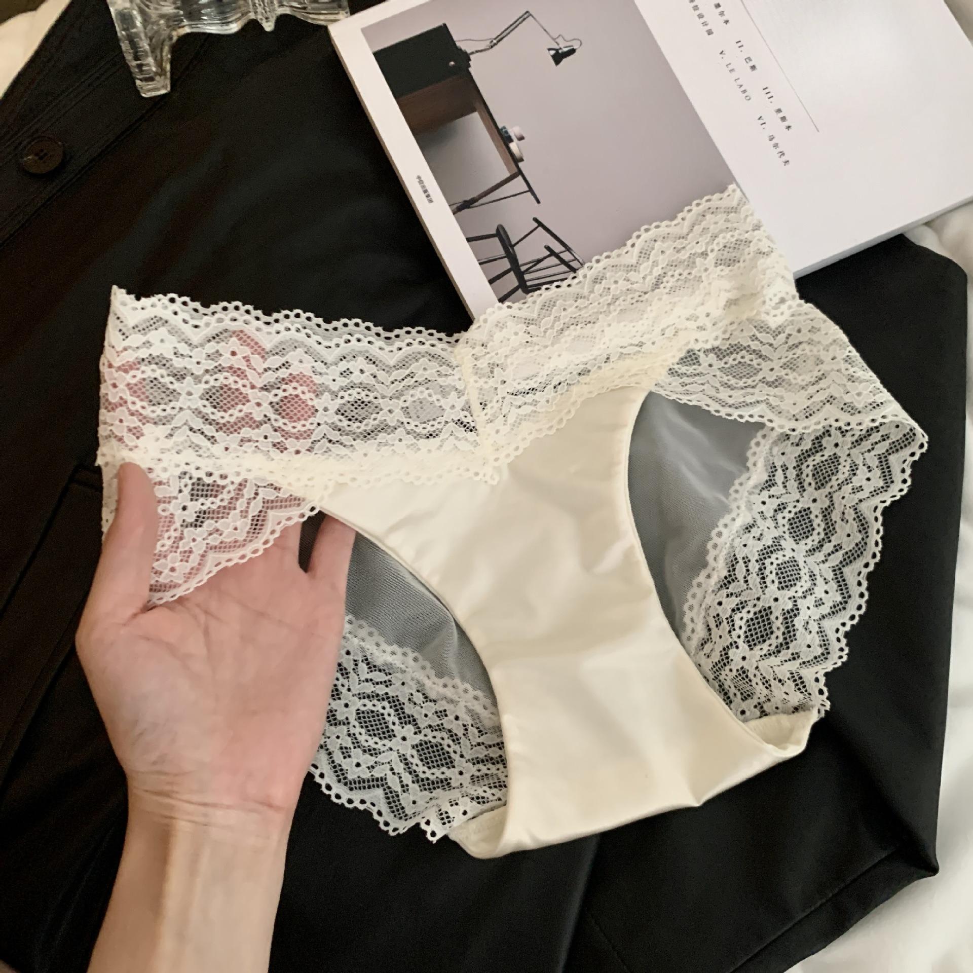 

Женское нижнее белье на весну и лето, новое, кружевное, из ледяного шелка, удобное, дышащее, с ластовицей из чистого хлопка XL бежевый