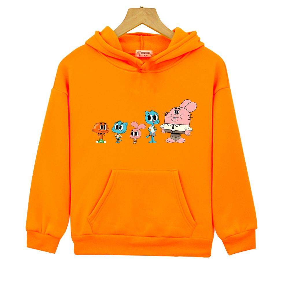 The Wonderfully Weird World of Gumball Anime Hoodies Casual Fleece Sweatshirts Kawai Children Pullovers Cute Clothes with Pocket