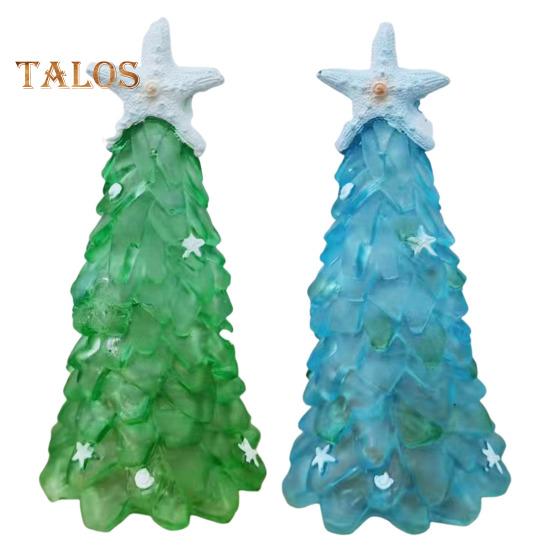 12/15/20 cm Seaglass juletredekorasjon blågrønt havglass sjøstjerneskall Hav-tema juletrefigur ferieharpiks tre skrivebordspynt