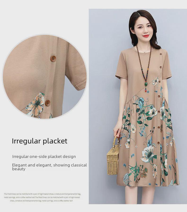 Léto 2022, dámské volné šaty do A s retro potiskem: Lichotivé, ležérní a lehké