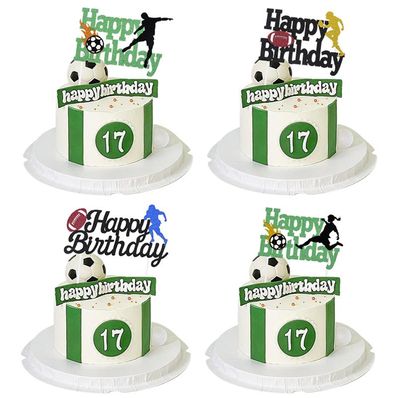 Fotbalová párty Všechno nejlepší k narozeninám Topper na dort Děti Chlapci Fotbal Sportovní téma Narozeninová dekorace Potřeby