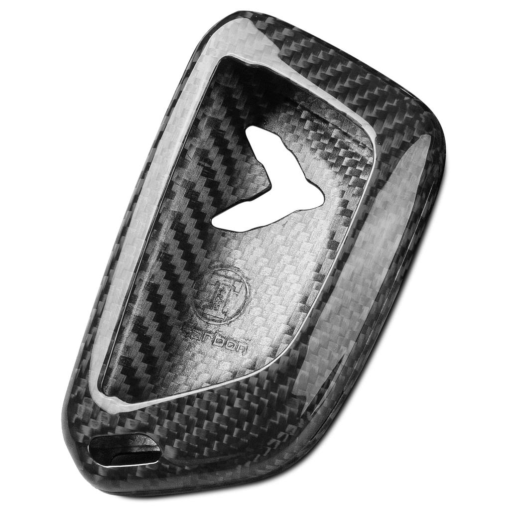 Corvette Key Key Real Fiberglass Key Fob Case for C8 Corvette 2020 2021 2022 2023 2024 [T-carbon] Case, Cover, (Silver Black)