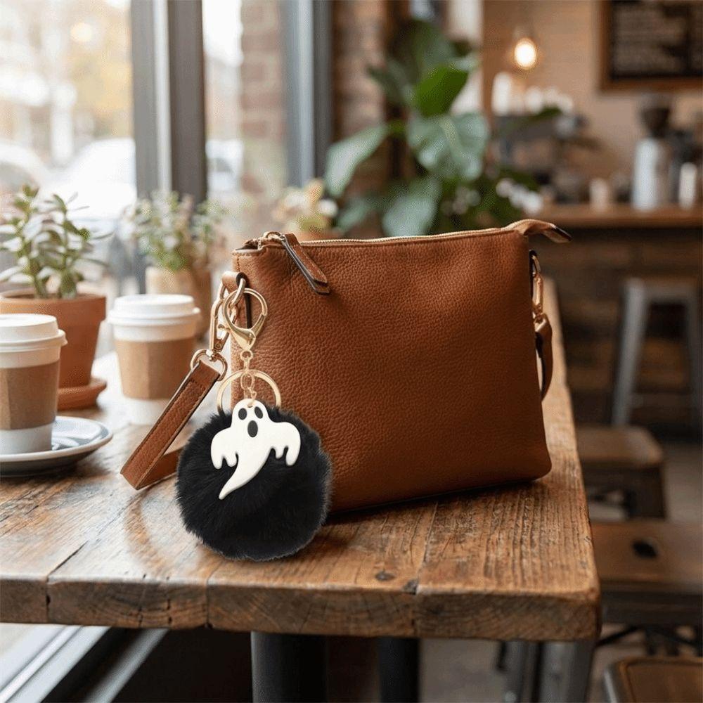 Fluffy Halloween Plush Keychain Cartoon Bag Charm Handbag Charm Car Keyring  Backpack Decor