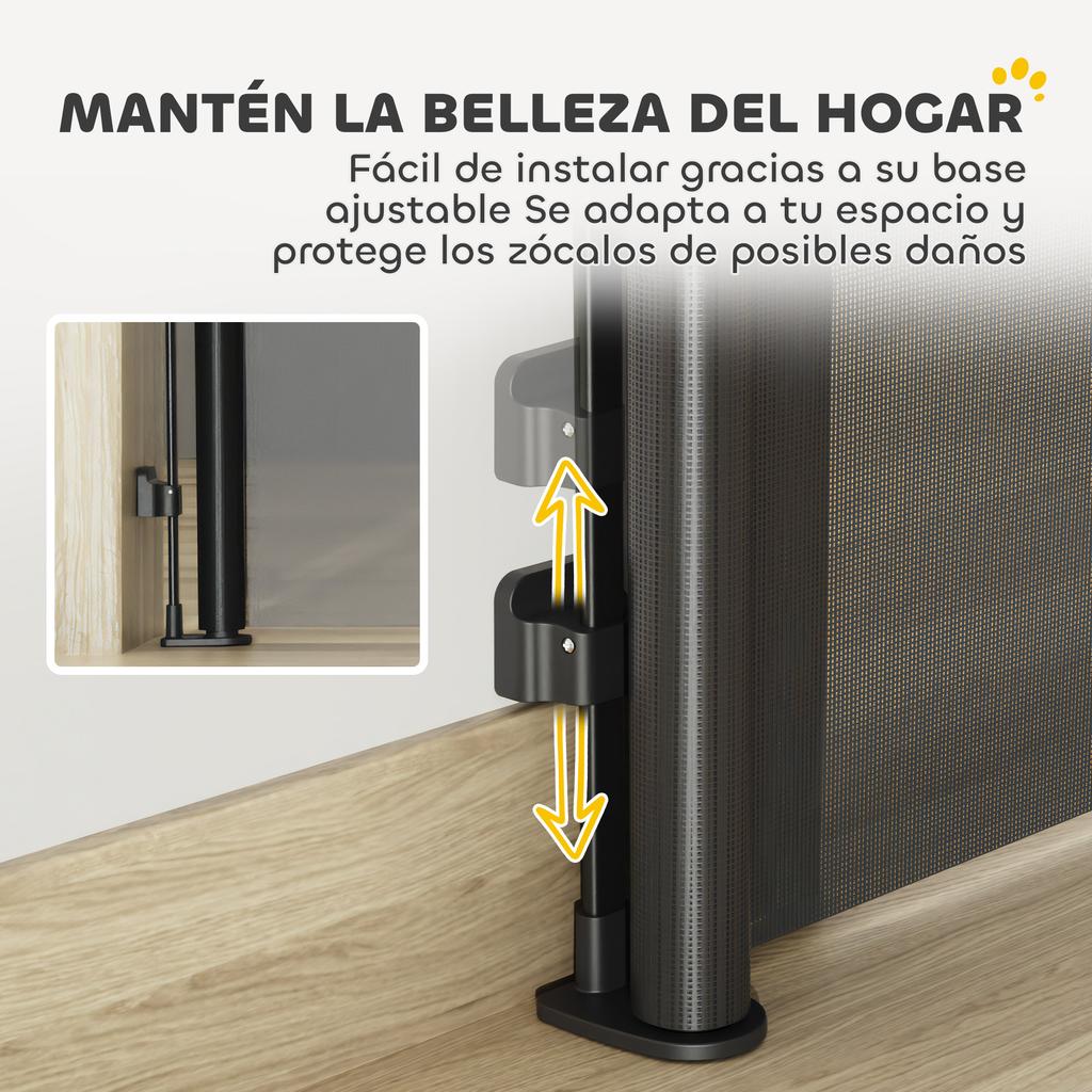 Retractable Dog Barrier 0-140 Cm Safety Barrier with Locking Switch for Doors and Stairs Black