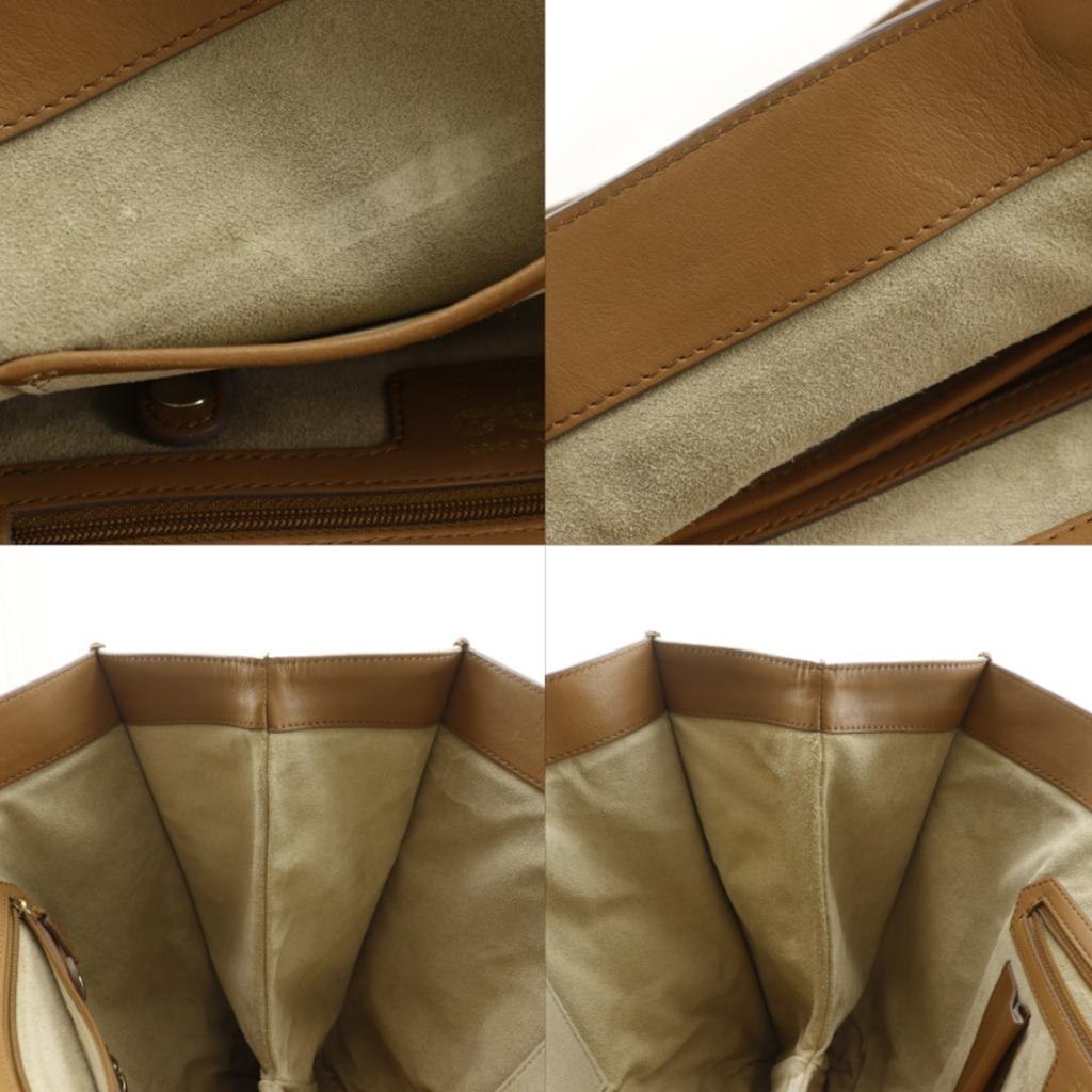Anya Hindmarch Tote Bag Brown / White canvas/leather Women Used