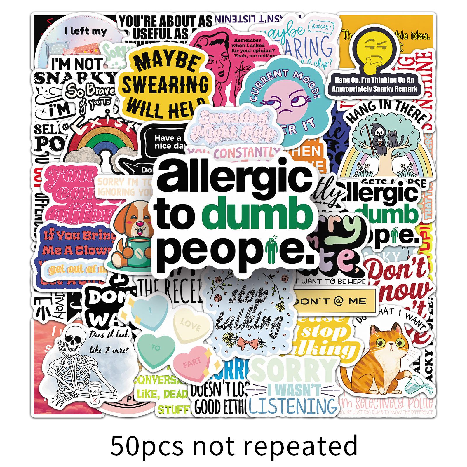 

50 Саркастичных МЕМ Стикеров Граффити Персонализированные Английские Короткие Фразы Креативные Декоративные Наклейки для Водяных Кружек