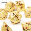 7 Pcs Golden Flower Metal Dice Solid Metal Polyhedral Dice Set Suitable for Role-Playing RPG Board Game Card Game