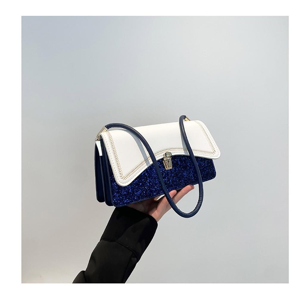 Large Capacity Splicing On The New Foreign Fashion Sequins Fashion Shoulder Armpit Small Square Bag for Women