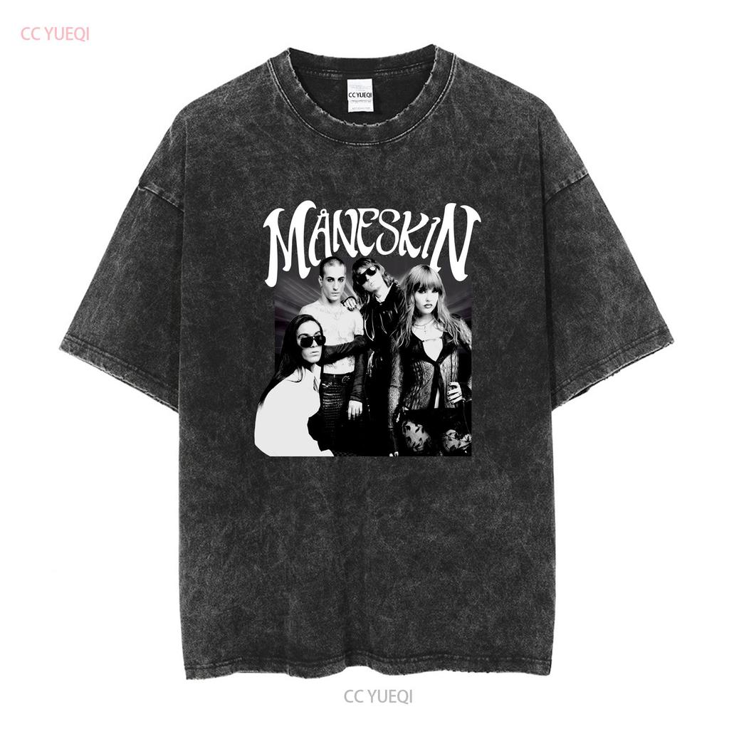 Måneskin T Shirt Vintage Maneskin Tour 2023 AN28399 Long Sleeves Vintage Washed Casual Breathable Unisex Graphic Fashion