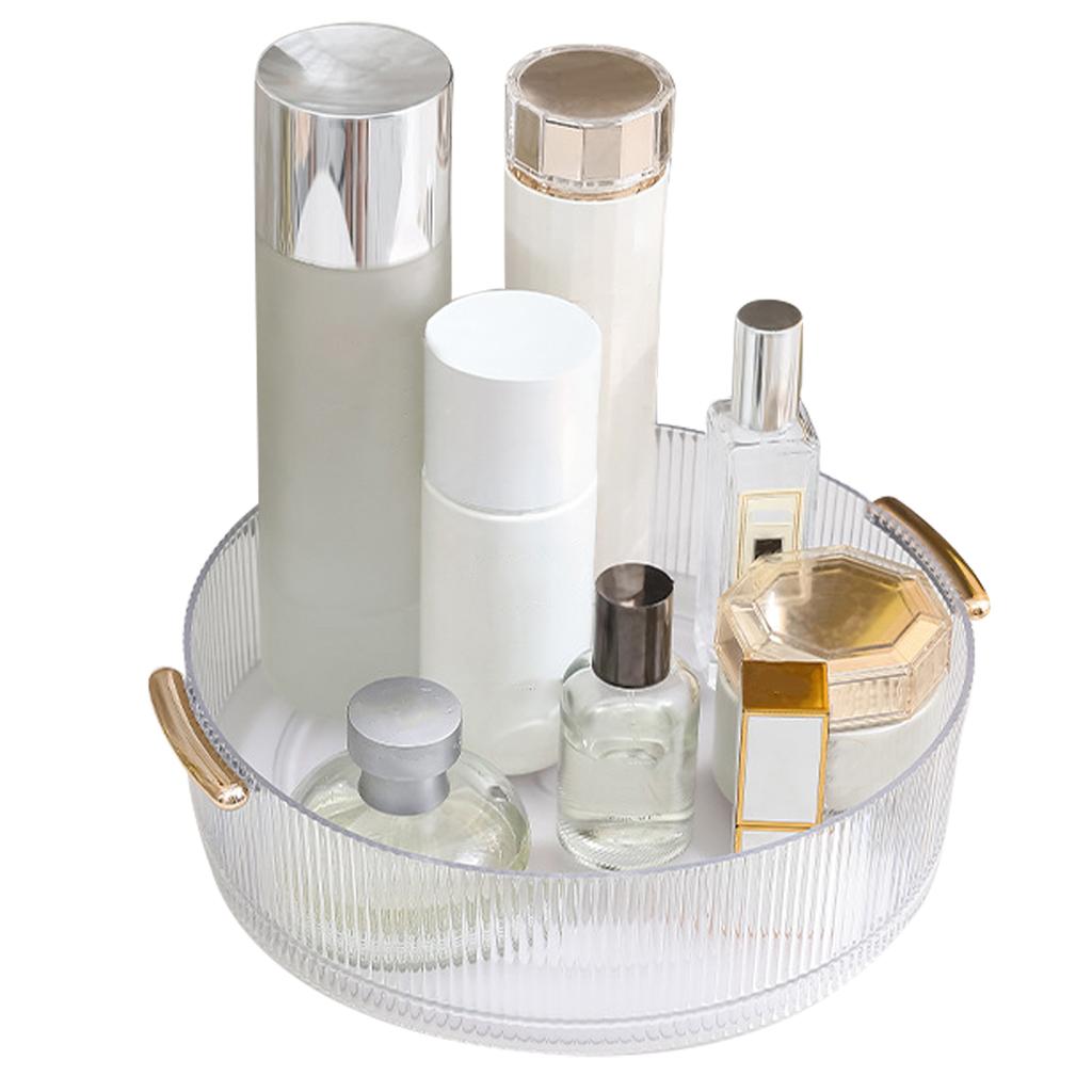 360 Rotating Cosmetic Organizer Texture Storage Rotating Makeup Desk Organizer with Handle for